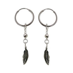 Pendiente pluma con cadena